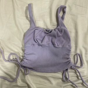 Lavender Cropped Drawstring Tank